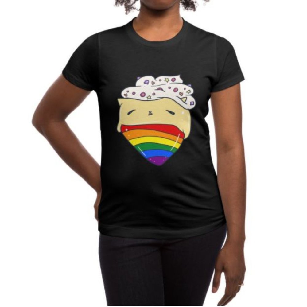 Rainbow Cone Cat Ice Cream Printed Tee